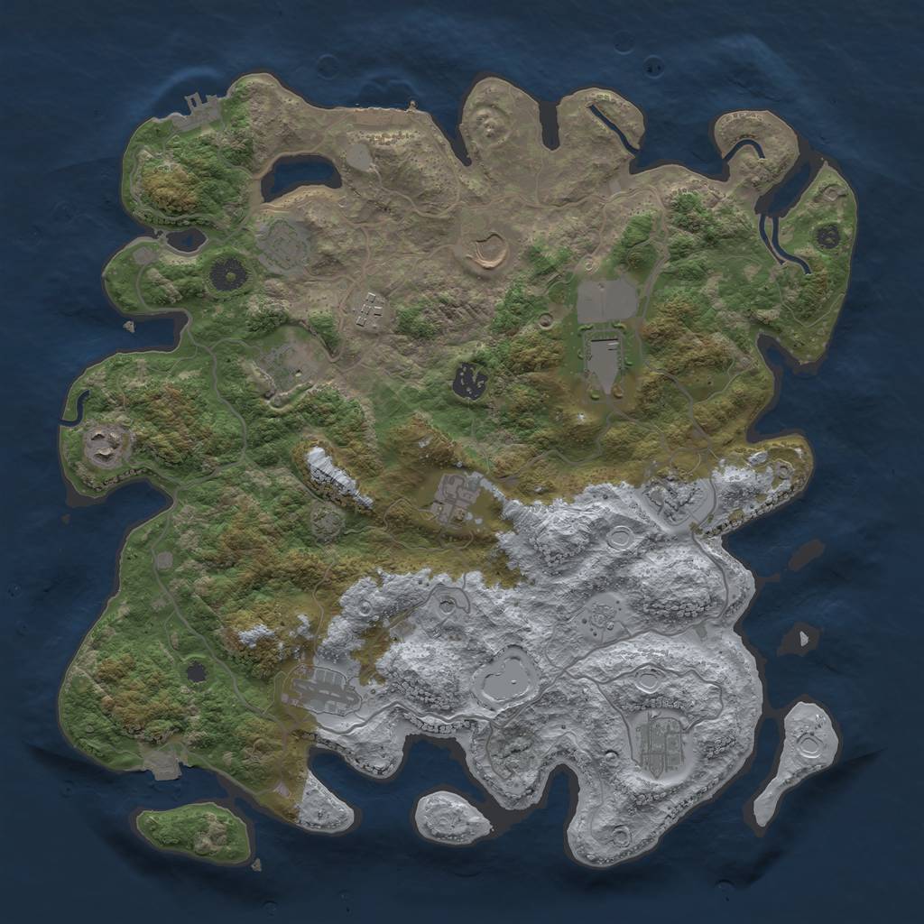 Rust Map: Procedural Map, Size: 4000, Seed: 824892689, 19 Monuments