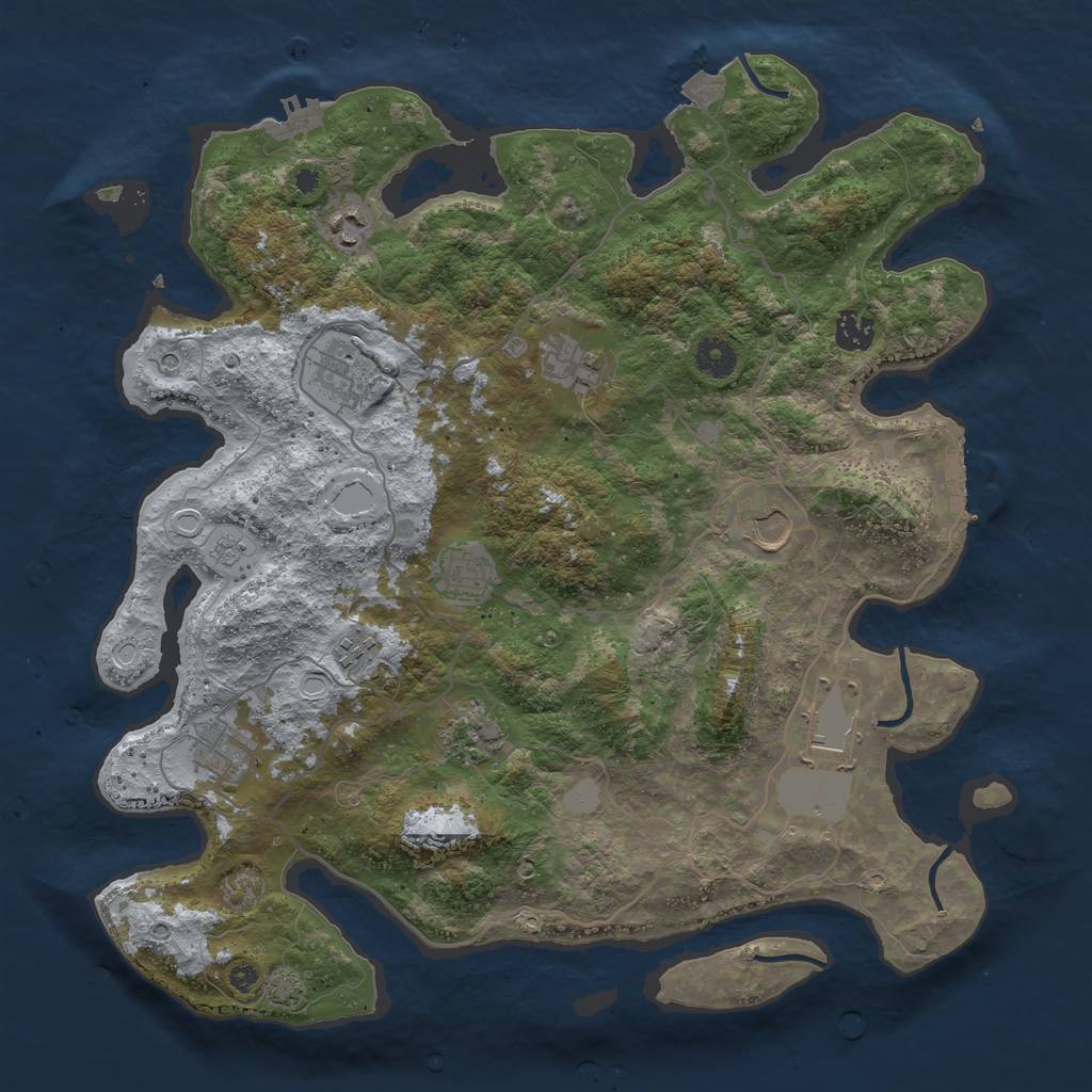 Rust Map: Procedural Map, Size: 4000, Seed: 30402, 18 Monuments
