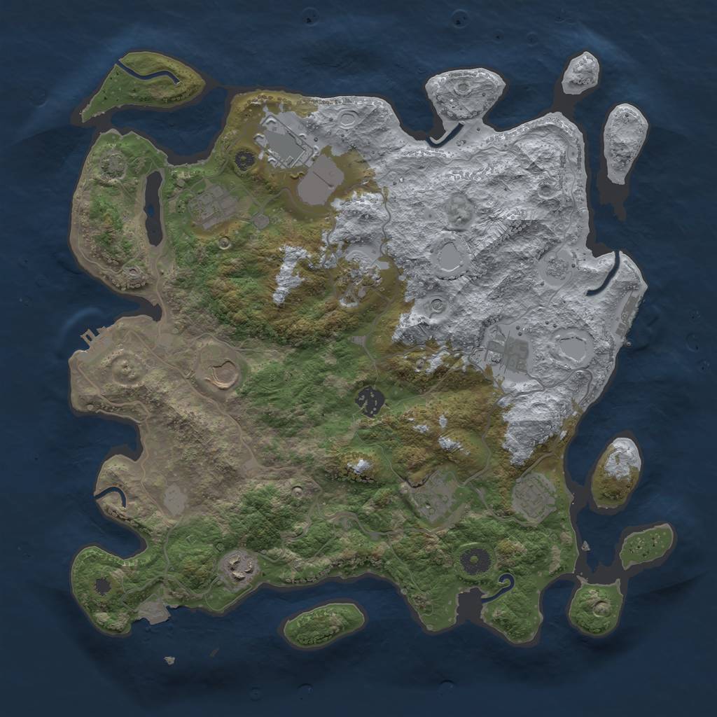 Rust Map: Procedural Map, Size: 3800, Seed: 6720670, 17 Monuments