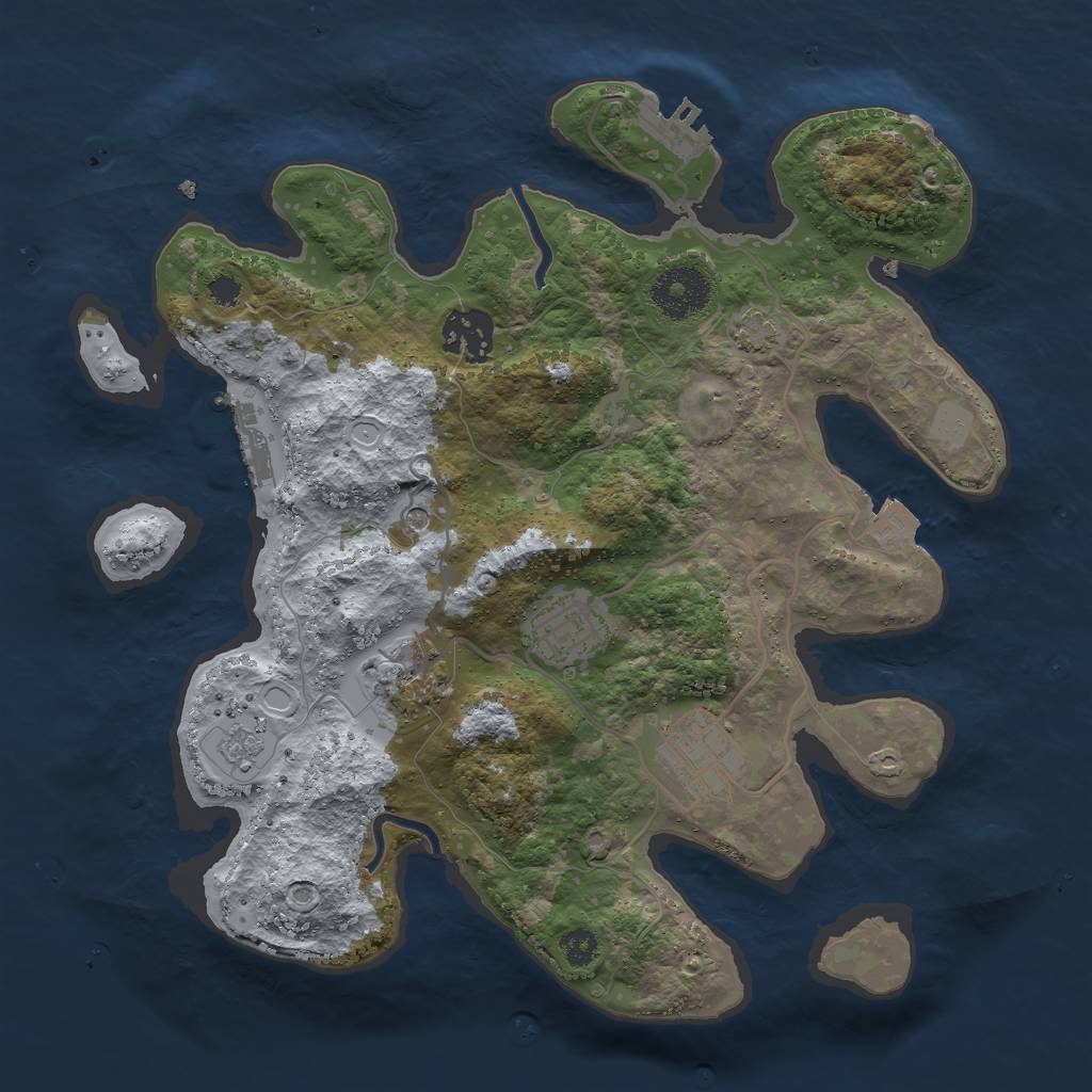Rust Map: Procedural Map, Size: 3000, Seed: 46888587, 12 Monuments