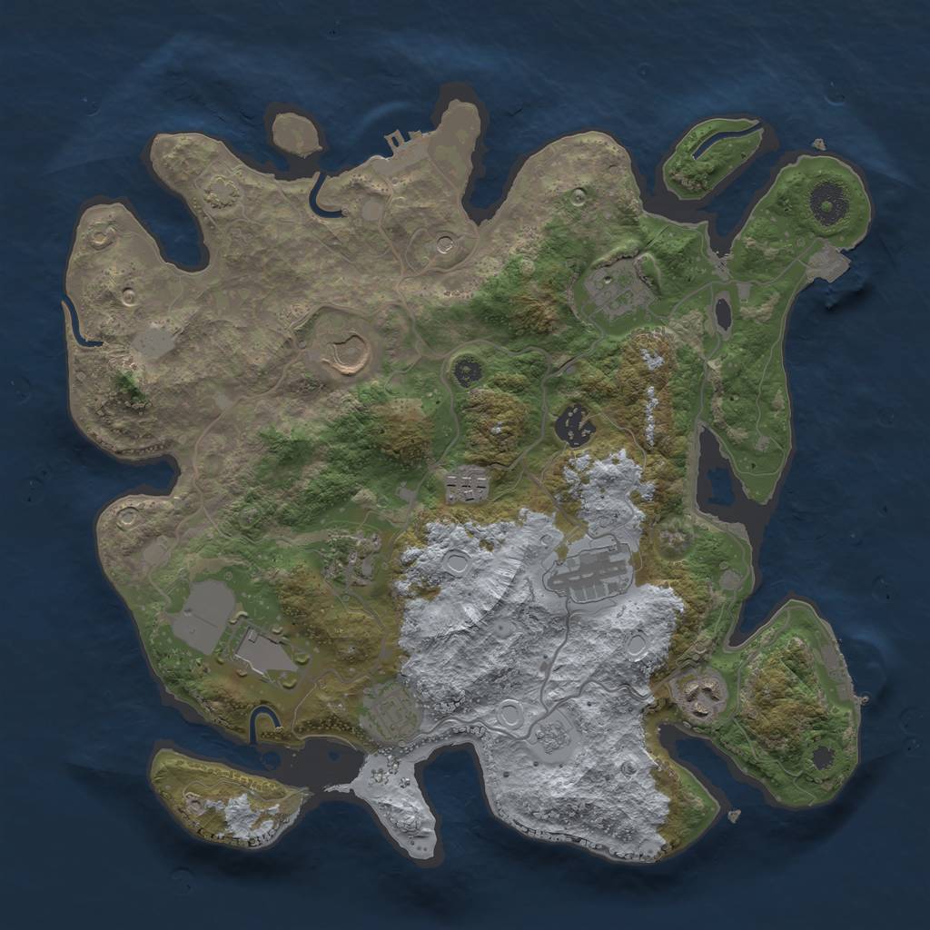 Rust Map: Procedural Map, Size: 3500, Seed: 292526254, 17 Monuments