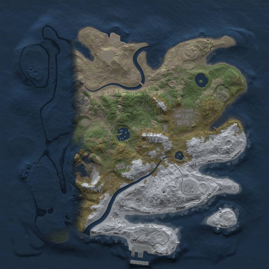 Rust Map: Procedural Map, Size: 3000, Seed: 1911590872, 10 Monuments