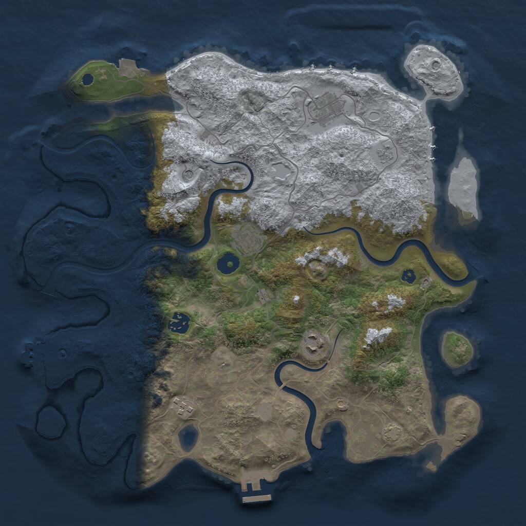 Rust Map: Procedural Map, Size: 3700, Seed: 1179918456, 11 Monuments