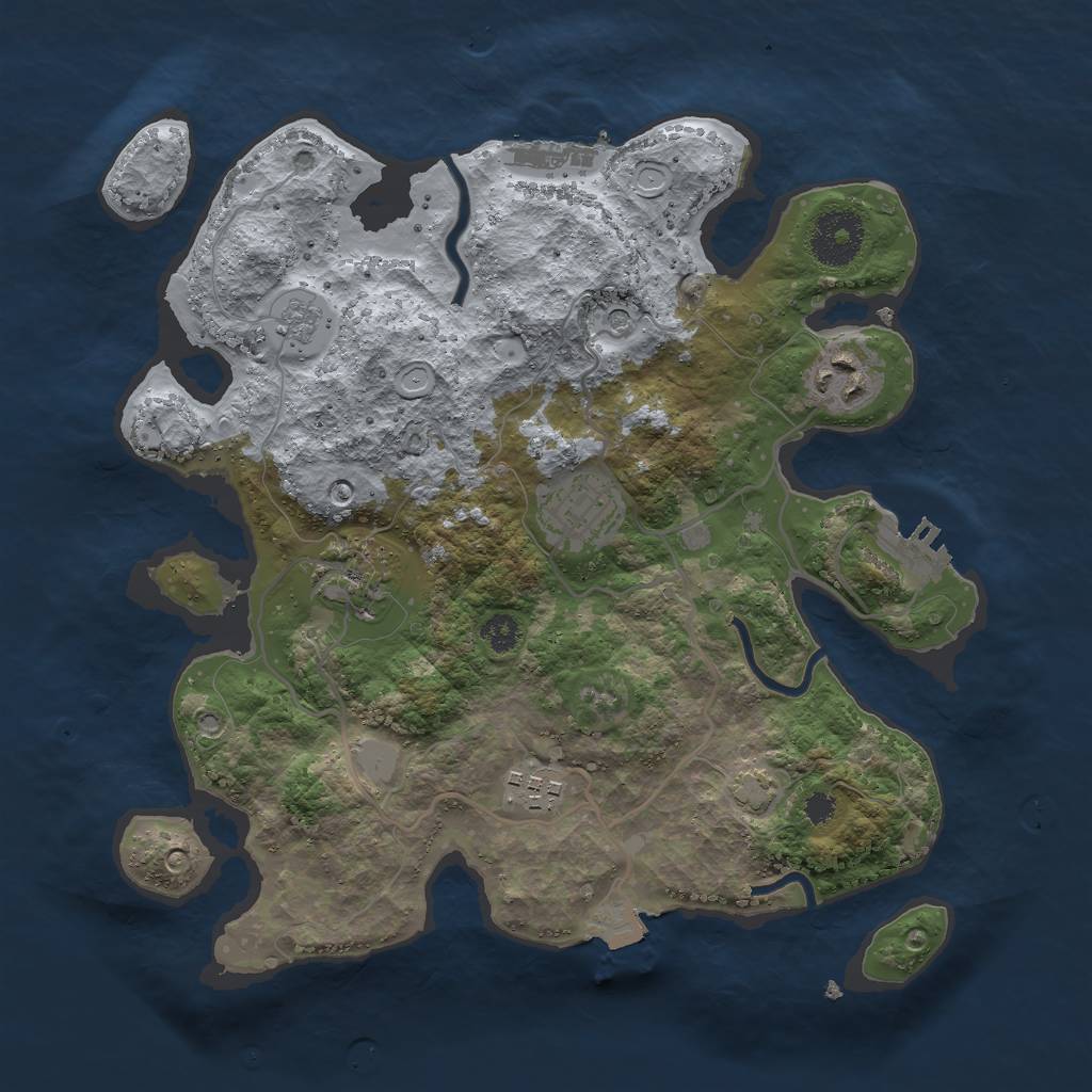 Rust Map: Procedural Map, Size: 3000, Seed: 824374449, 12 Monuments