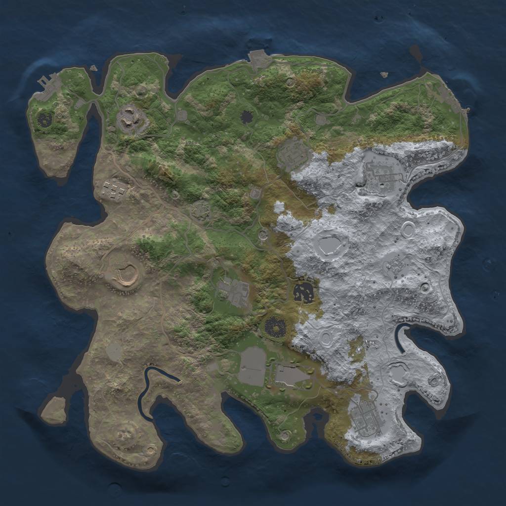 Rust Map: Procedural Map, Size: 3500, Seed: 1866118855, 17 Monuments