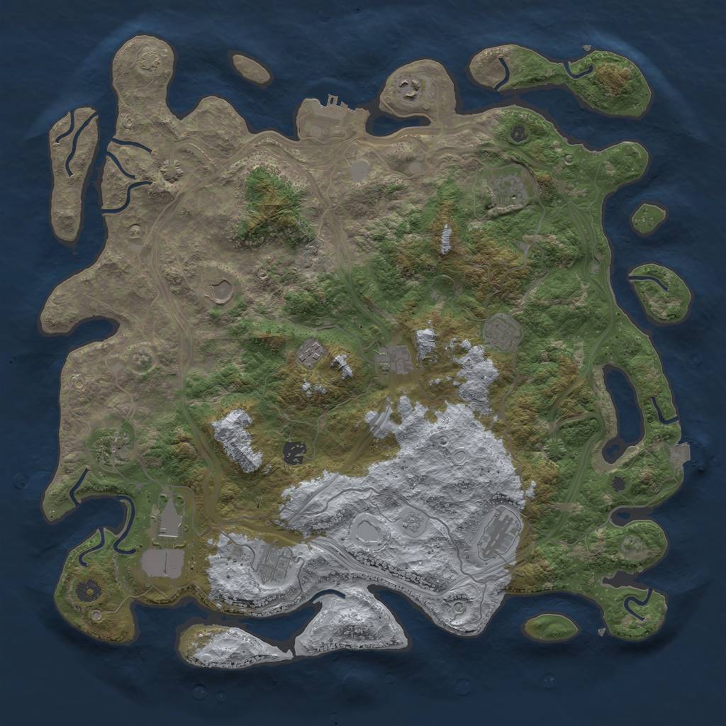 Rust Map: Procedural Map, Size: 4500, Seed: 240691041, 18 Monuments