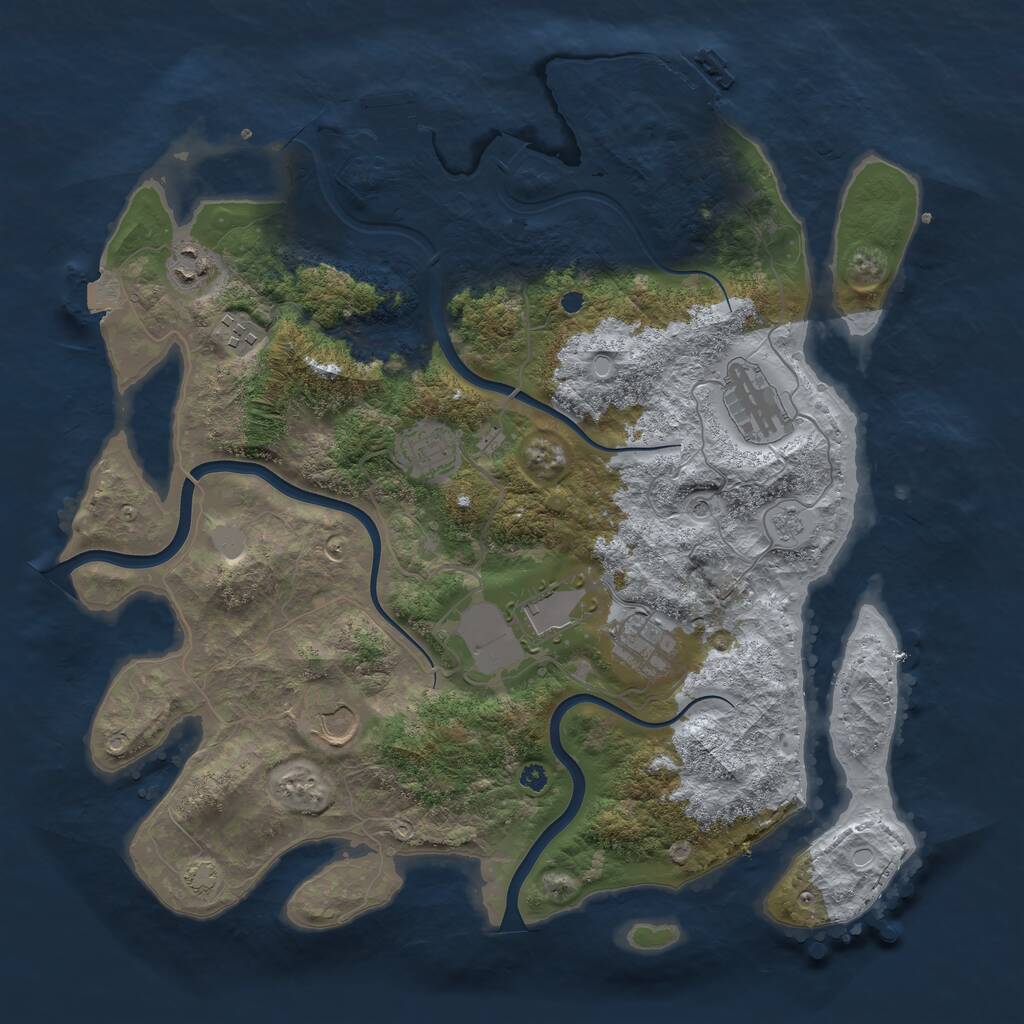 Rust Map: Procedural Map, Size: 3850, Seed: 1761954918, 13 Monuments