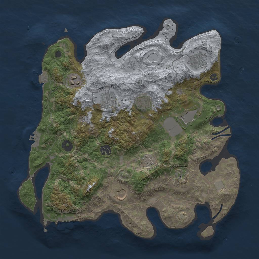 Rust Map: Procedural Map, Size: 3500, Seed: 380197148, 17 Monuments