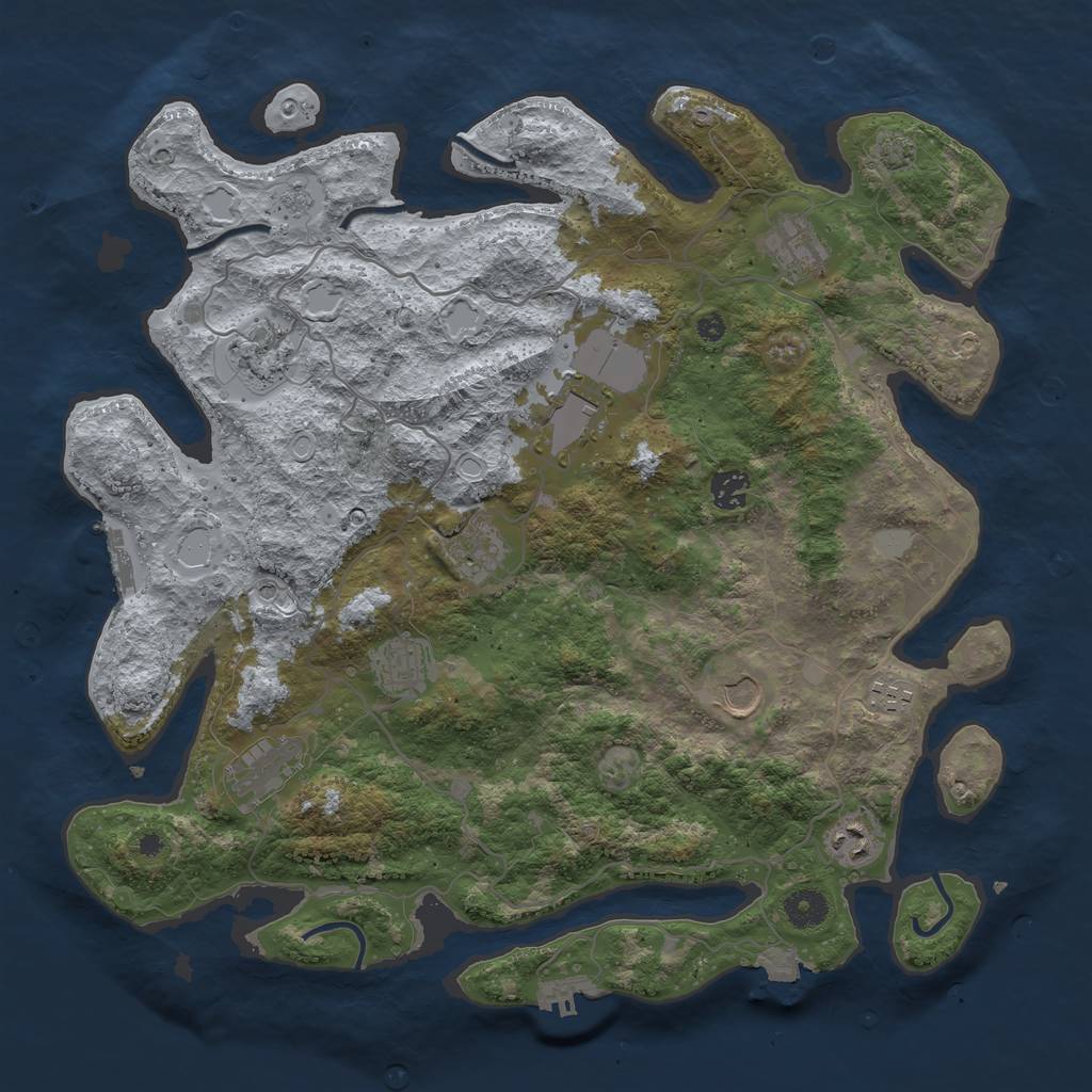 Rust Map: Procedural Map, Size: 4000, Seed: 273474259, 18 Monuments