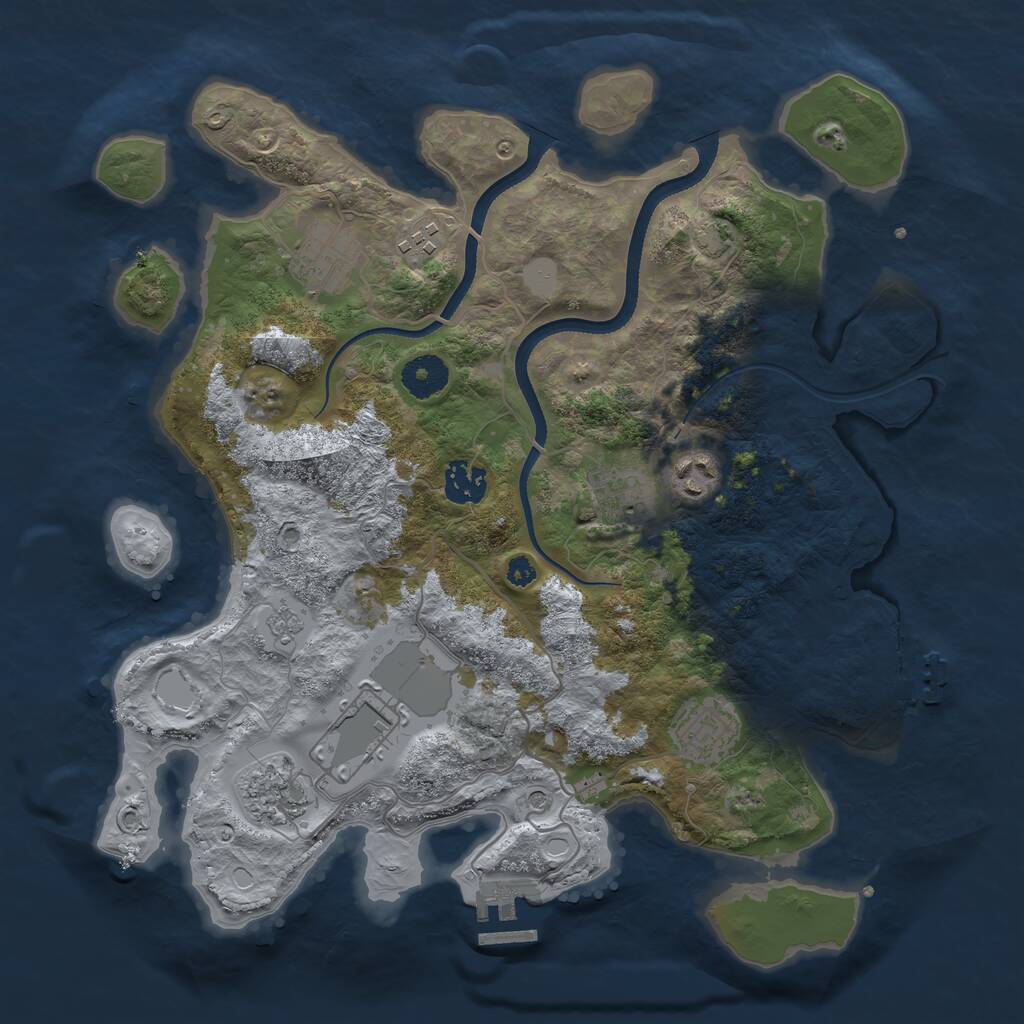 Rust Map: Procedural Map, Size: 3500, Seed: 1267962092, 14 Monuments