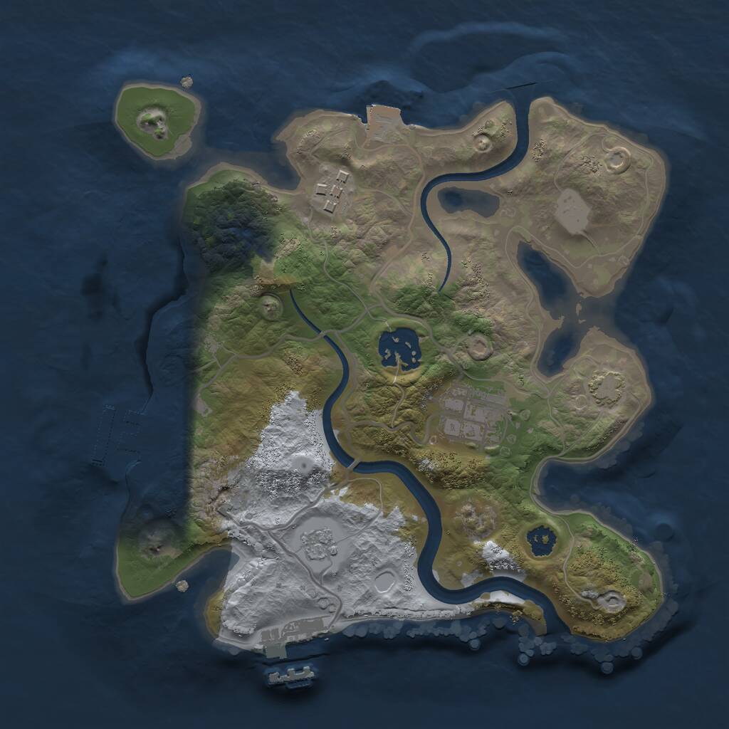 Rust Map: Procedural Map, Size: 2500, Seed: 696676179, 8 Monuments