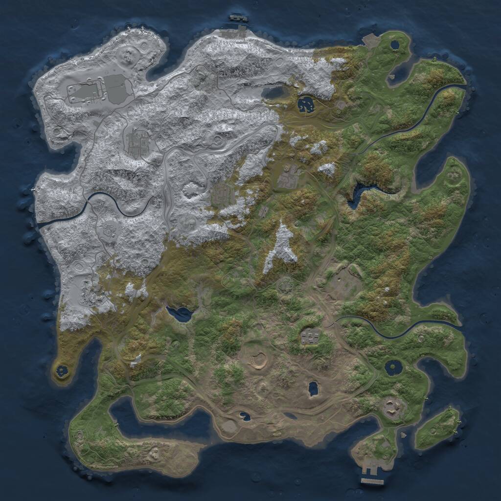 Rust Map: Procedural Map, Size: 4500, Seed: 1962394214, 16 Monuments