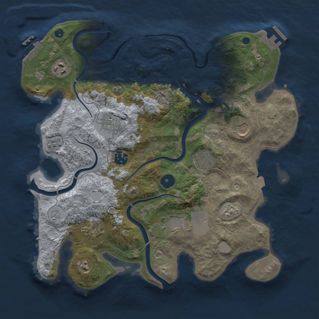 Rust Map: Procedural Map, Size: 3500, Seed: 1488310357, 14 Monuments