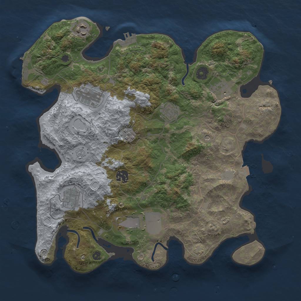 Rust Map: Procedural Map, Size: 3500, Seed: 1488310357, 16 Monuments