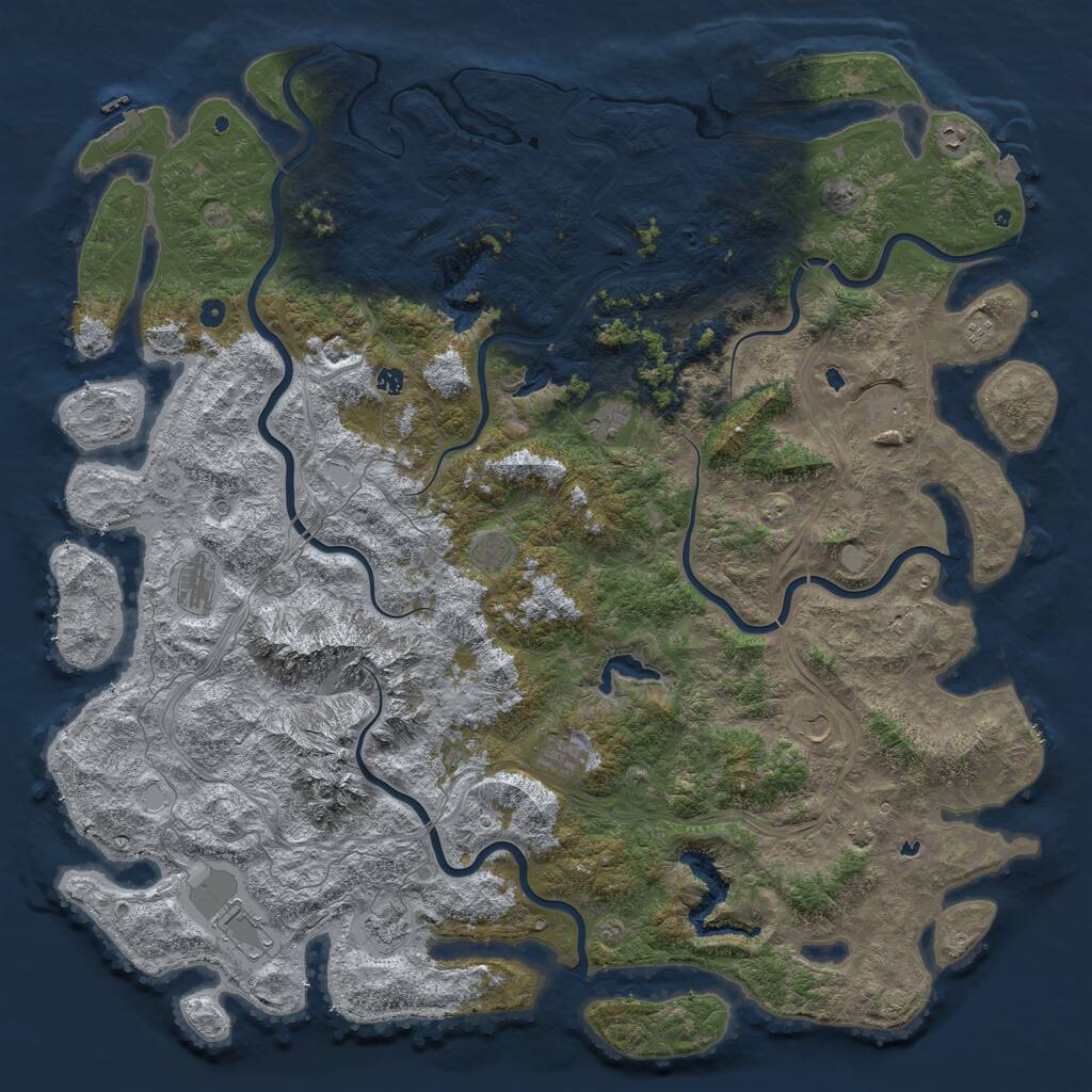 Rust Map: Procedural Map, Size: 6000, Seed: 45453452, 17 Monuments