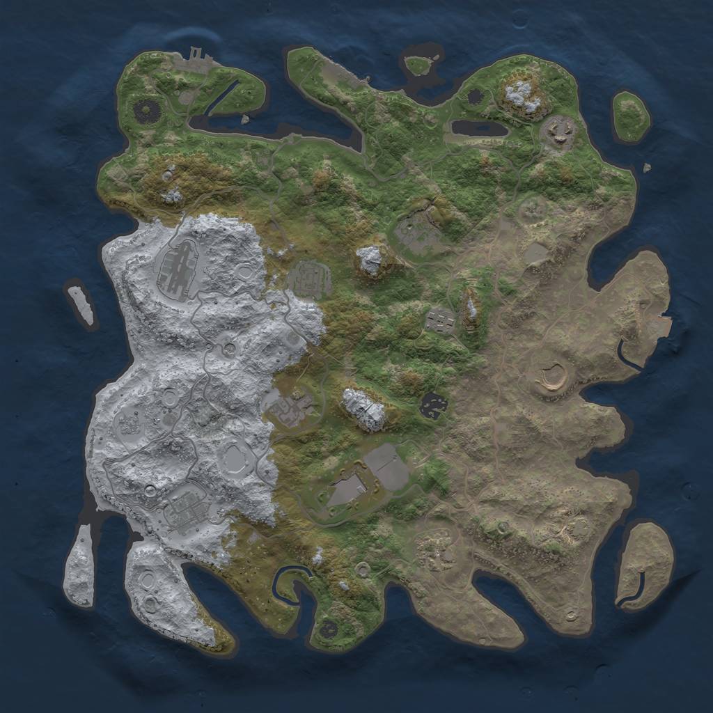 Rust Map: Procedural Map, Size: 4000, Seed: 1076106641, 19 Monuments