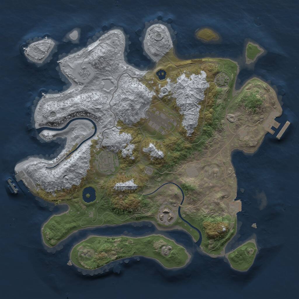 Rust Map: Procedural Map, Size: 3000, Seed: 13900, 8 Monuments