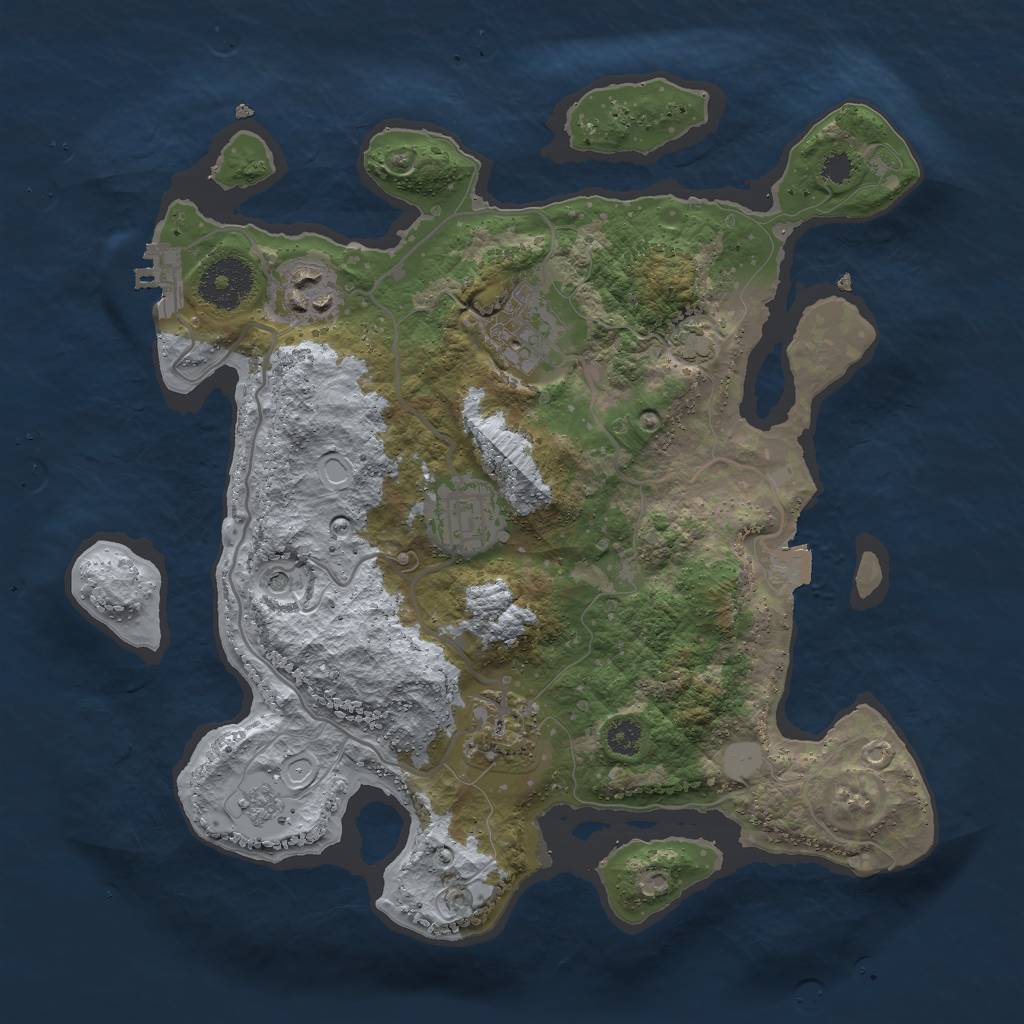 Rust Map: Procedural Map, Size: 3000, Seed: 1157045882, 11 Monuments