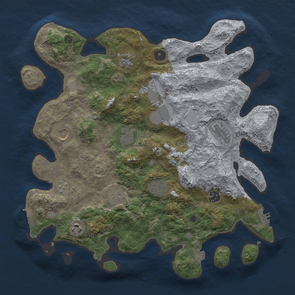 Rust Map: Procedural Map, Size: 3850, Seed: 23087180, 18 Monuments