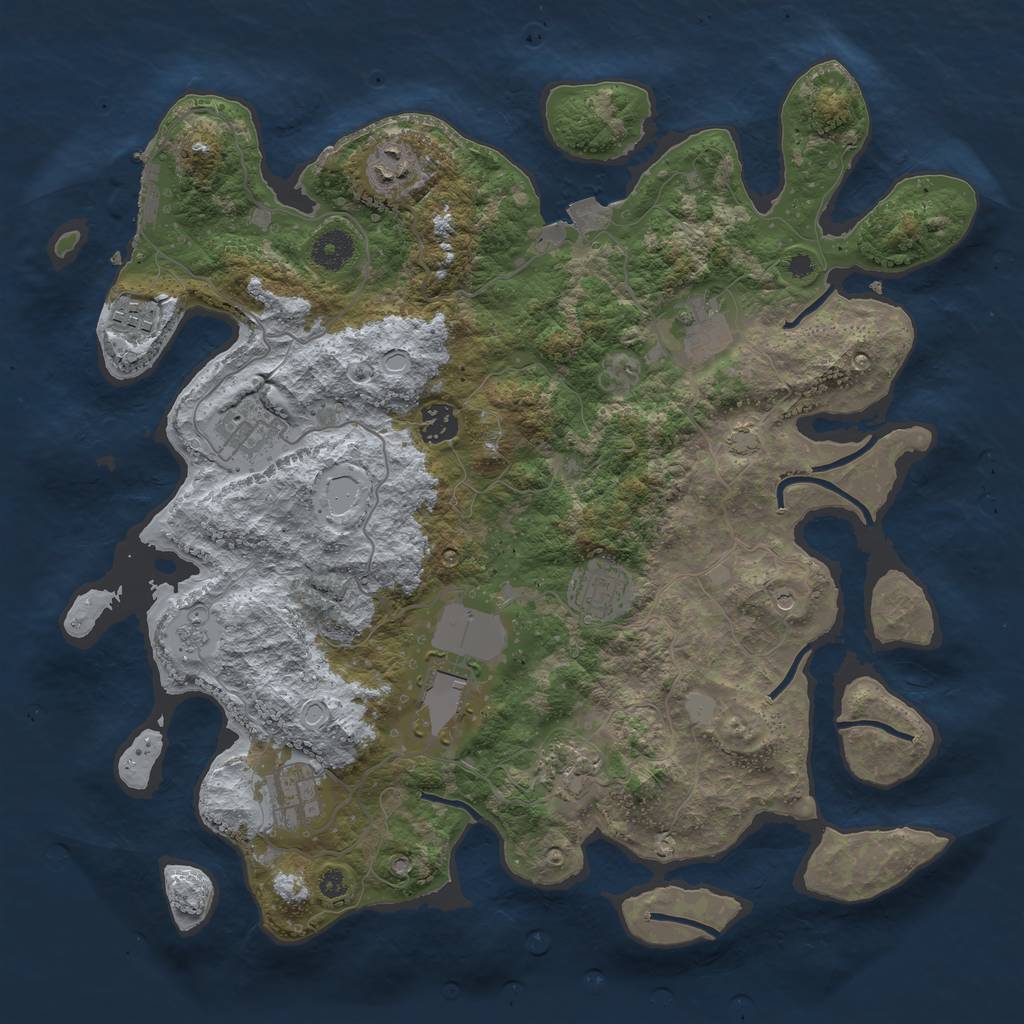 Rust Map: Procedural Map, Size: 3800, Seed: 279, 16 Monuments