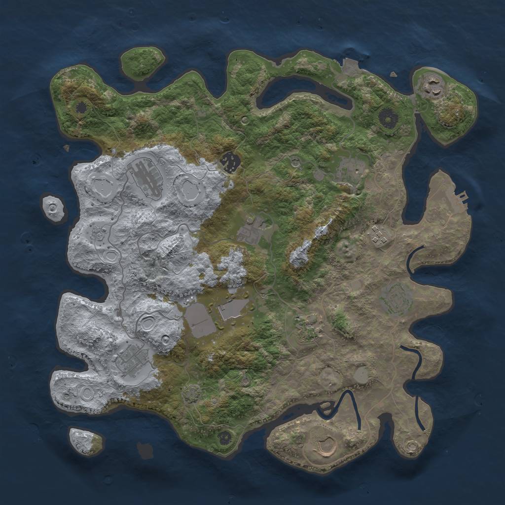 Rust Map: Procedural Map, Size: 3800, Seed: 517442196, 18 Monuments