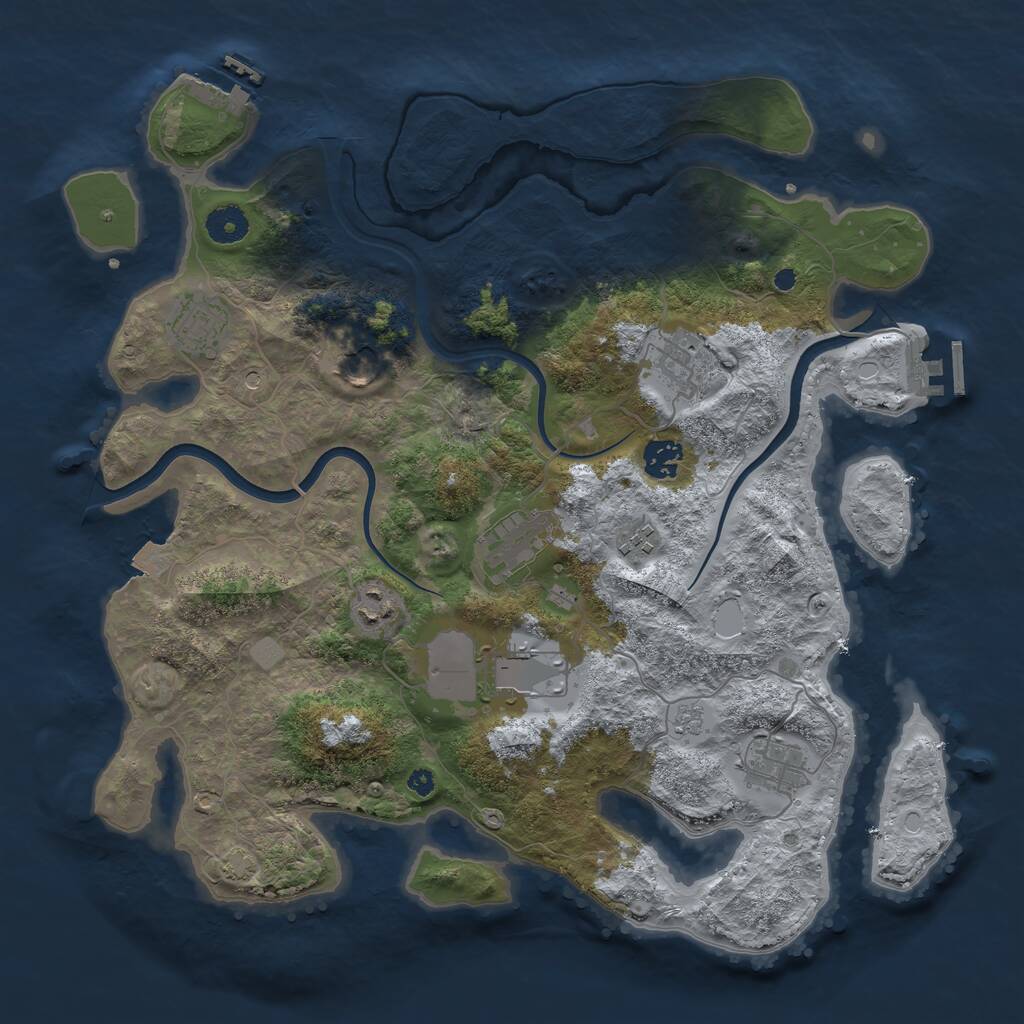 Rust Map: Procedural Map, Size: 3850, Seed: 1121239581, 15 Monuments