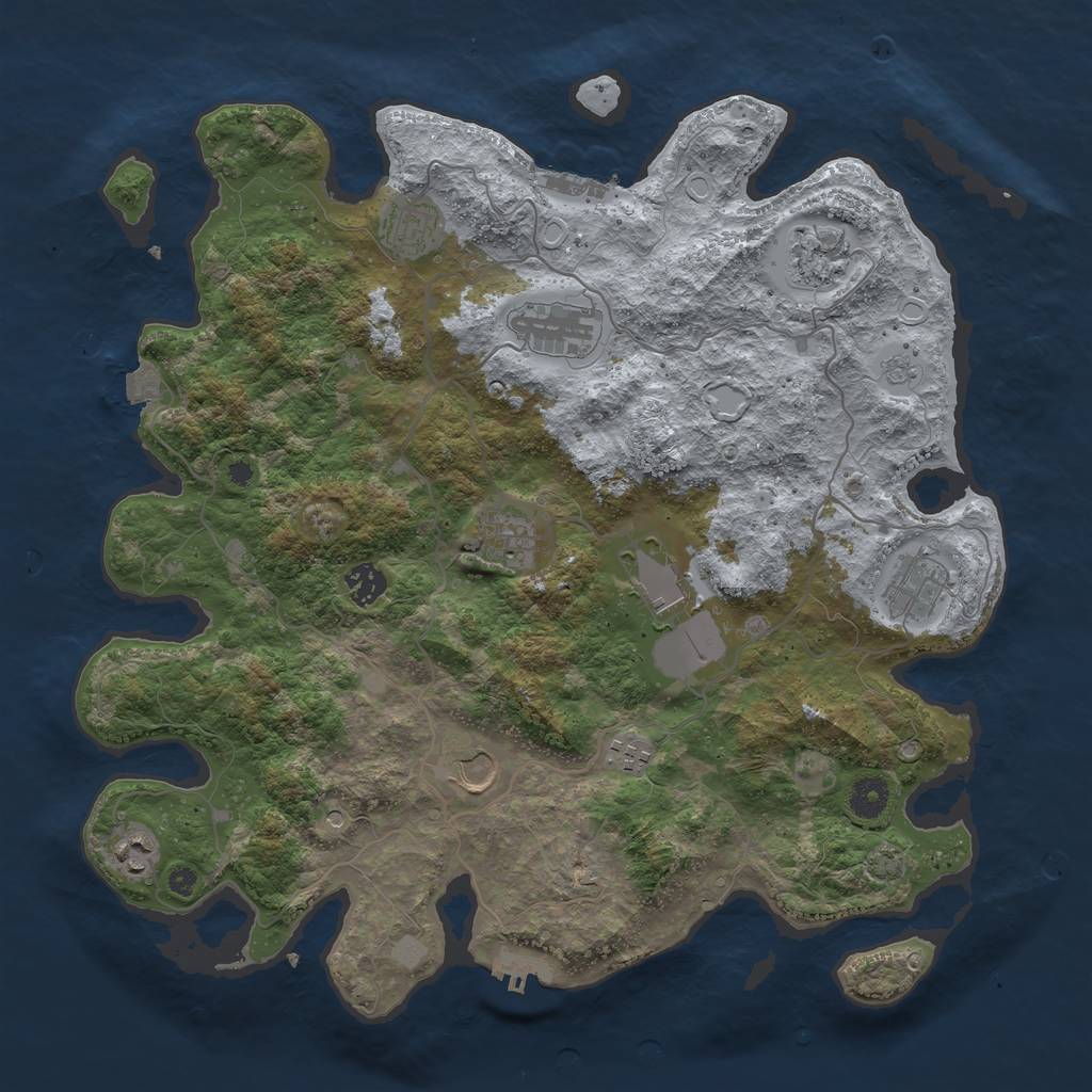 Rust Map: Procedural Map, Size: 4000, Seed: 1086191435, 18 Monuments