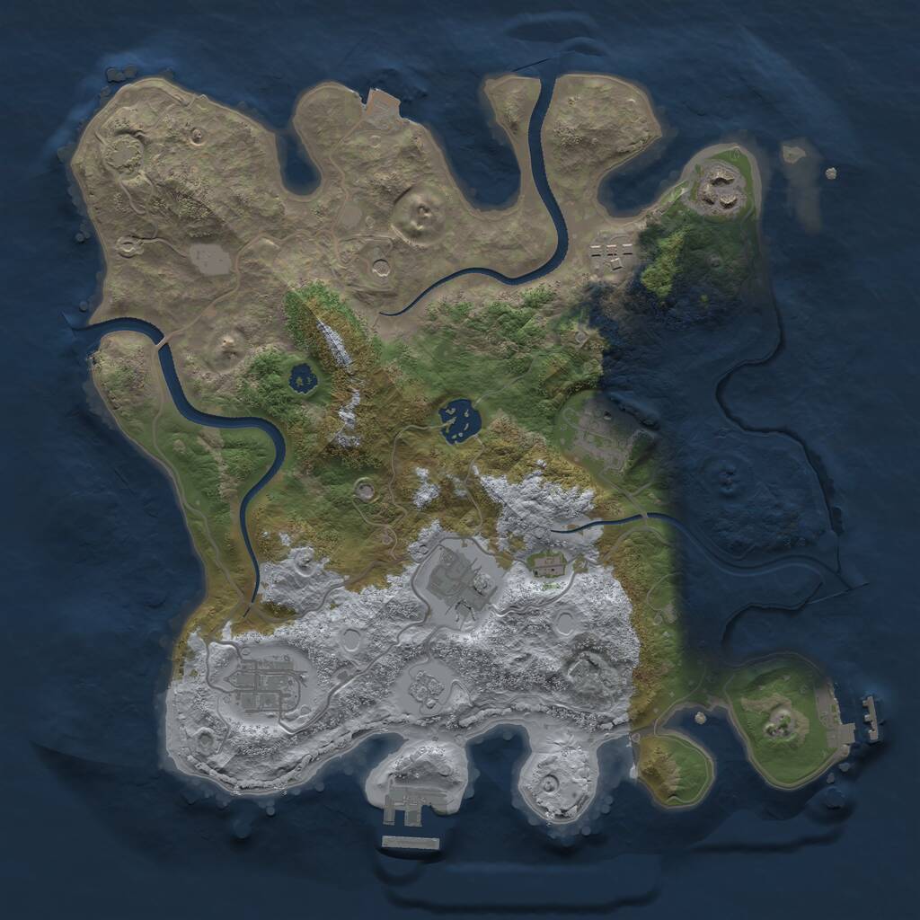Rust Map: Procedural Map, Size: 3250, Seed: 2037325465, 12 Monuments
