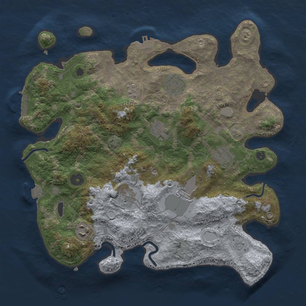 Rust Map: Procedural Map, Size: 3500, Seed: 631867631, 15 Monuments