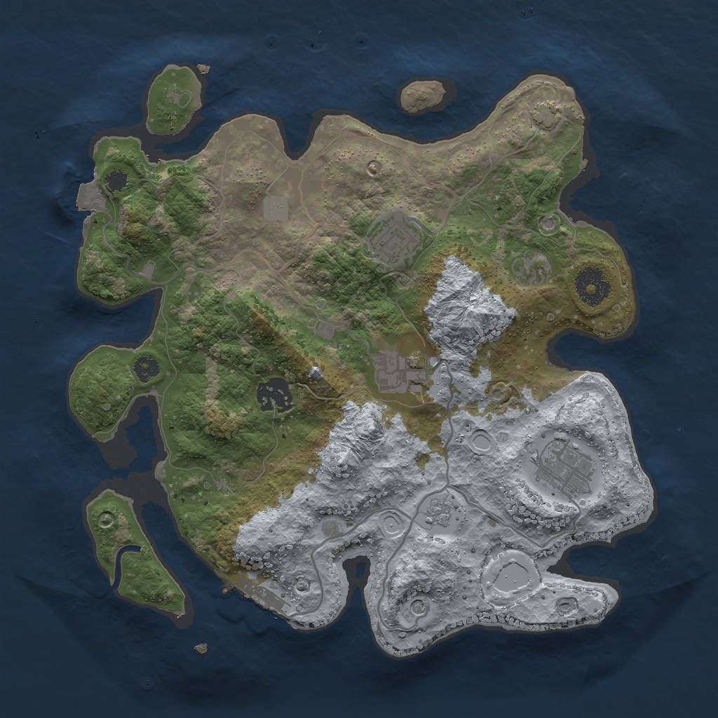 Rust Map: Procedural Map, Size: 3000, Seed: 805032204, 11 Monuments