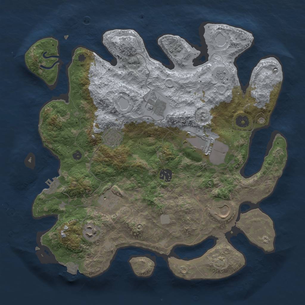 Rust Map: Procedural Map, Size: 3500, Seed: 2027274718, 14 Monuments