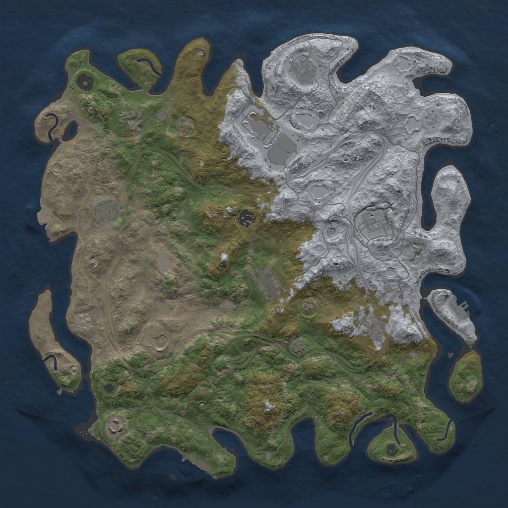 Rust Map: Procedural Map, Size: 4500, Seed: 1816606034, 19 Monuments