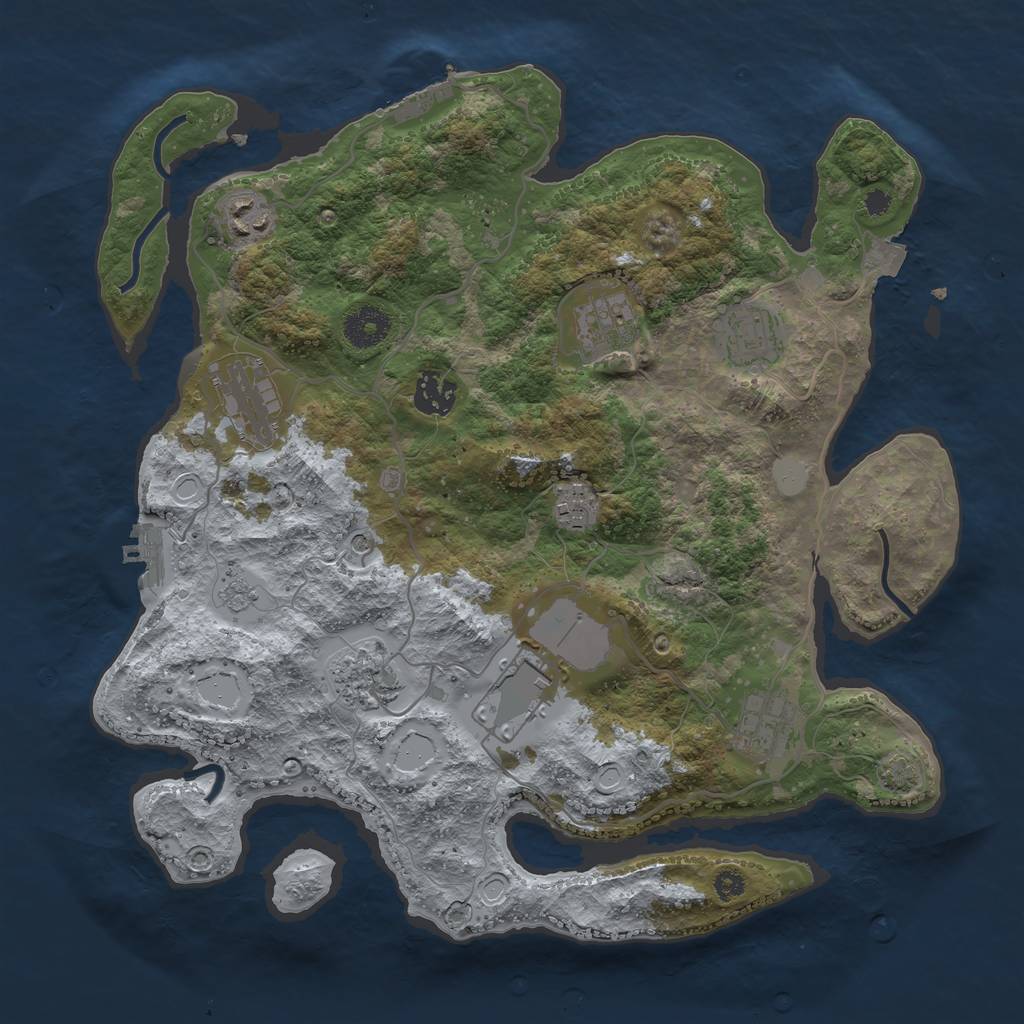 Rust Map: Procedural Map, Size: 3500, Seed: 1834913278, 17 Monuments