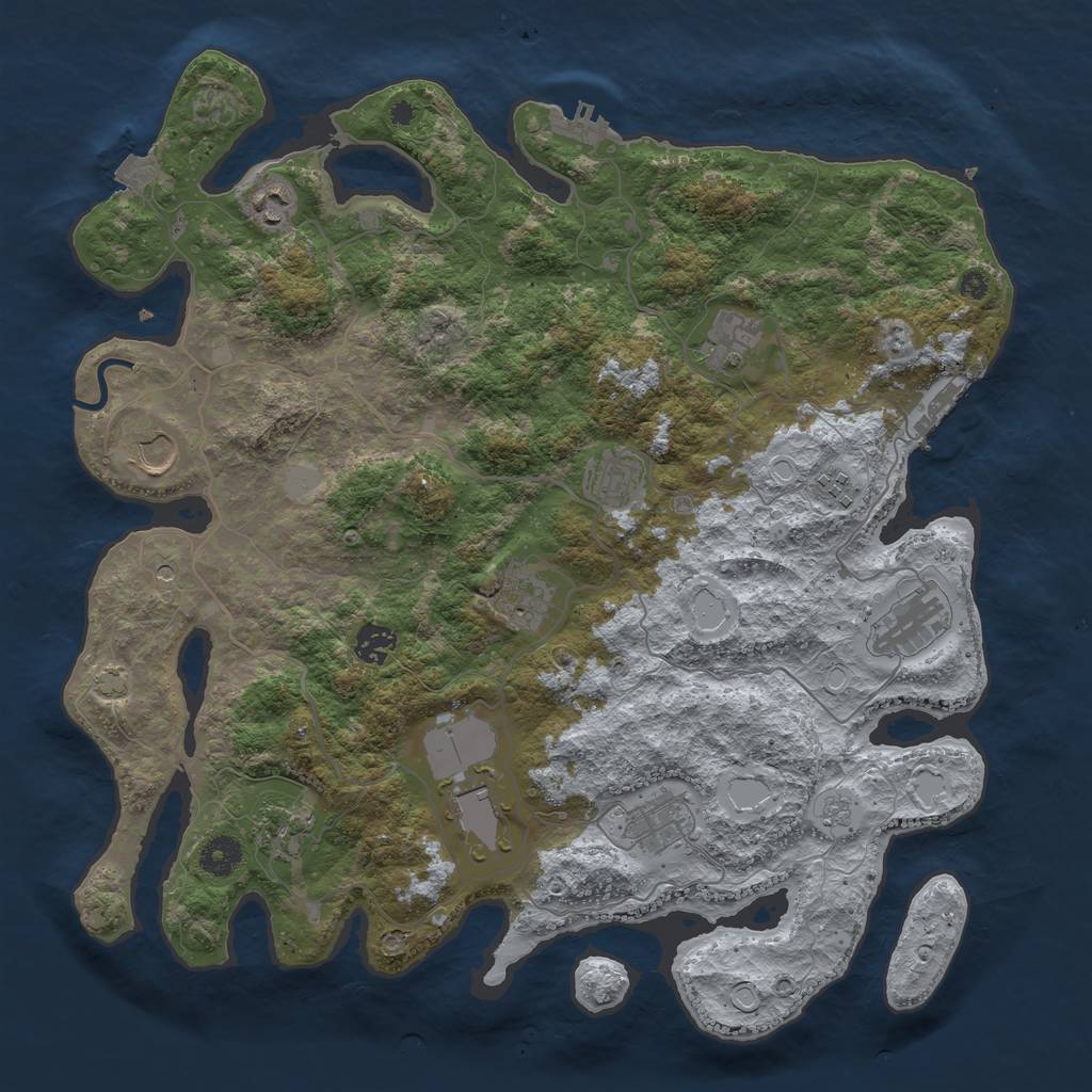 Rust Map: Procedural Map, Size: 4000, Seed: 500260332, 19 Monuments