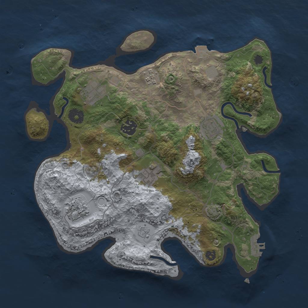 Rust Map: Procedural Map, Size: 3000, Seed: 2023477450, 12 Monuments