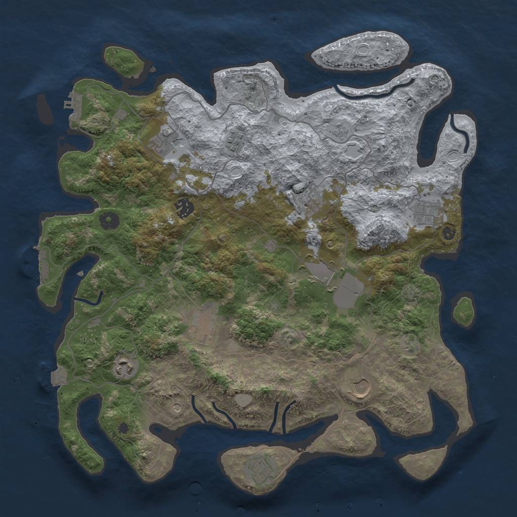 Rust Map: Procedural Map, Size: 4000, Seed: 1963358338, 18 Monuments