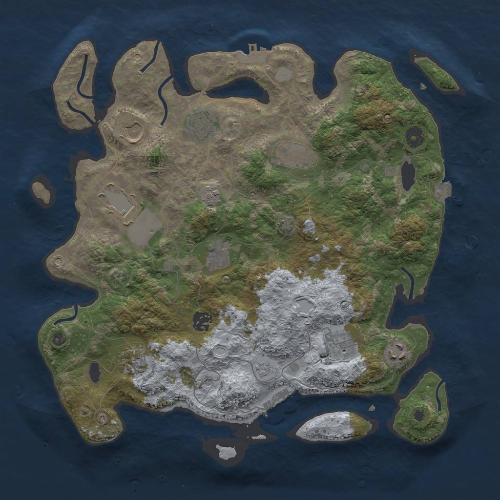 Rust Map: Procedural Map, Size: 3750, Seed: 175662377, 18 Monuments