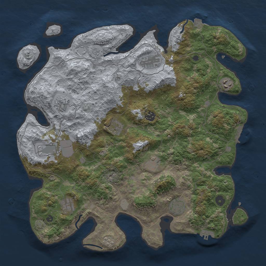 Rust Map: Procedural Map, Size: 4000, Seed: 521990861, 18 Monuments