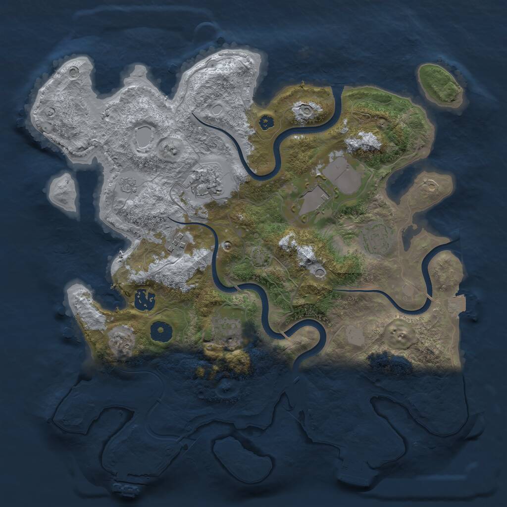 Rust Map: Procedural Map, Size: 3500, Seed: 925713589, 12 Monuments