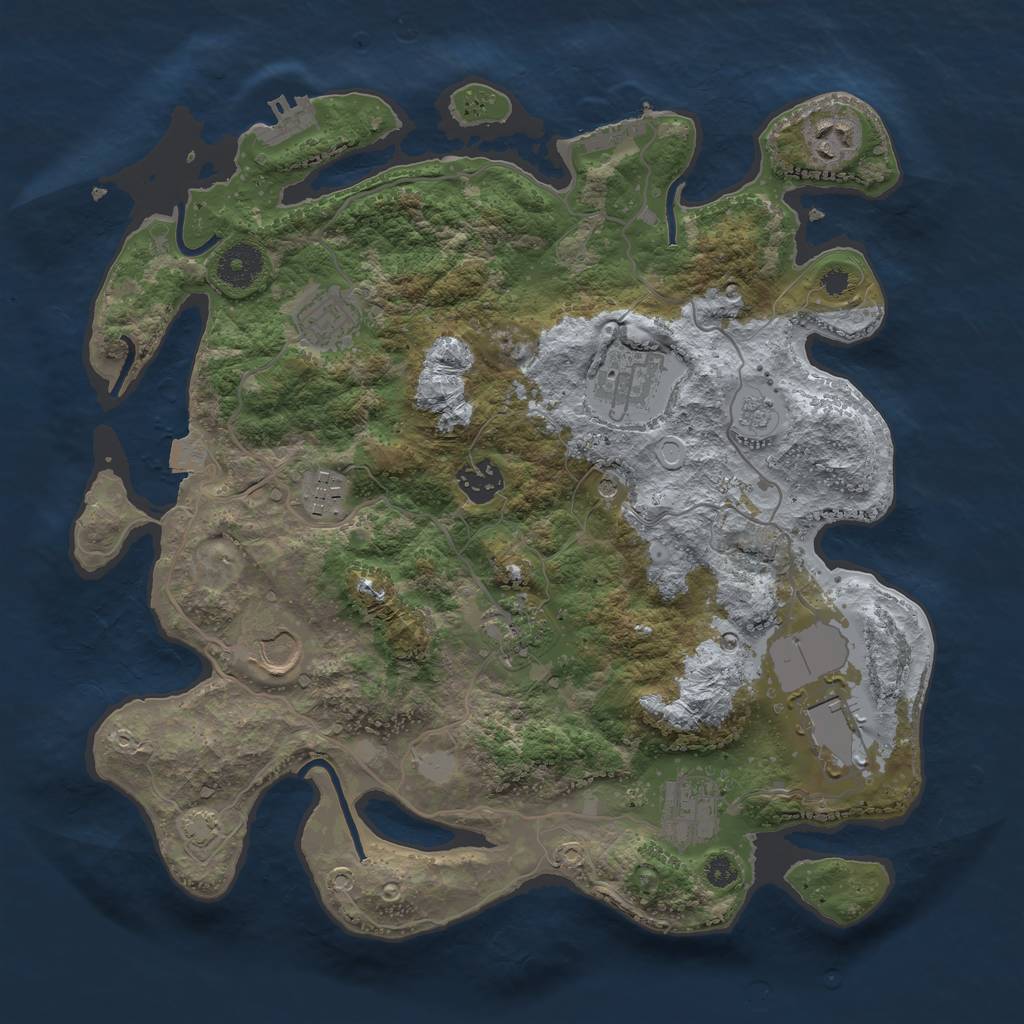 Rust Map: Procedural Map, Size: 3500, Seed: 1887668660, 17 Monuments