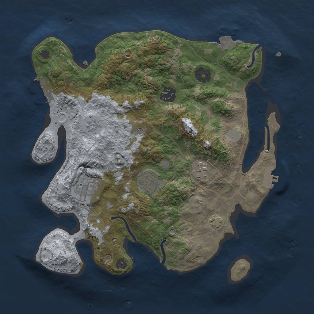 Rust Map: Procedural Map, Size: 3000, Seed: 916007524, 12 Monuments