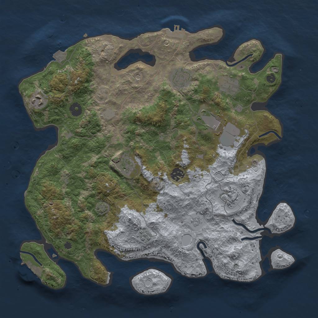 Rust Map: Procedural Map, Size: 3700, Seed: 409914771, 16 Monuments