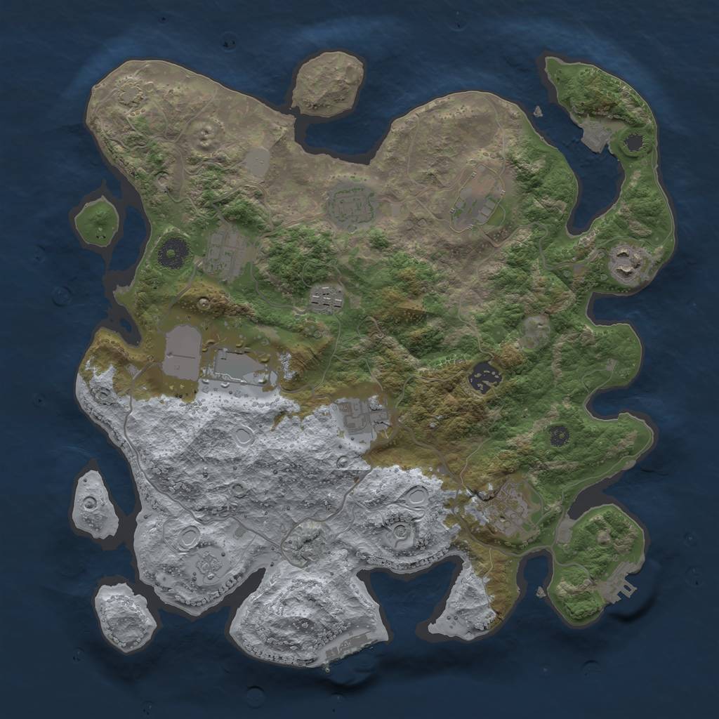 Rust Map: Procedural Map, Size: 3500, Seed: 589820855, 17 Monuments