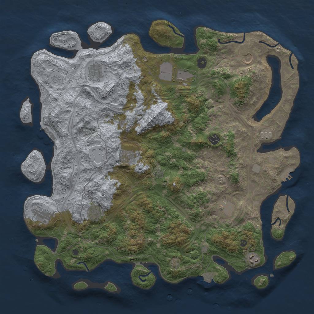 Rust Map: Procedural Map, Size: 4500, Seed: 99724, 18 Monuments