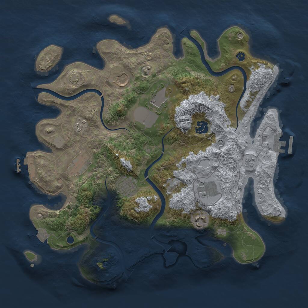 Rust Map: Procedural Map, Size: 3500, Seed: 1500781053, 14 Monuments