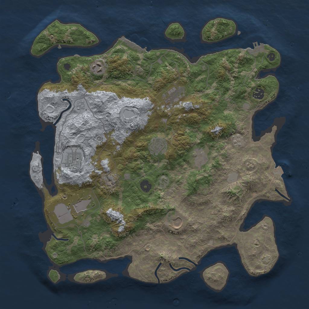 Rust Map: Procedural Map, Size: 4000, Seed: 1093063376, 17 Monuments