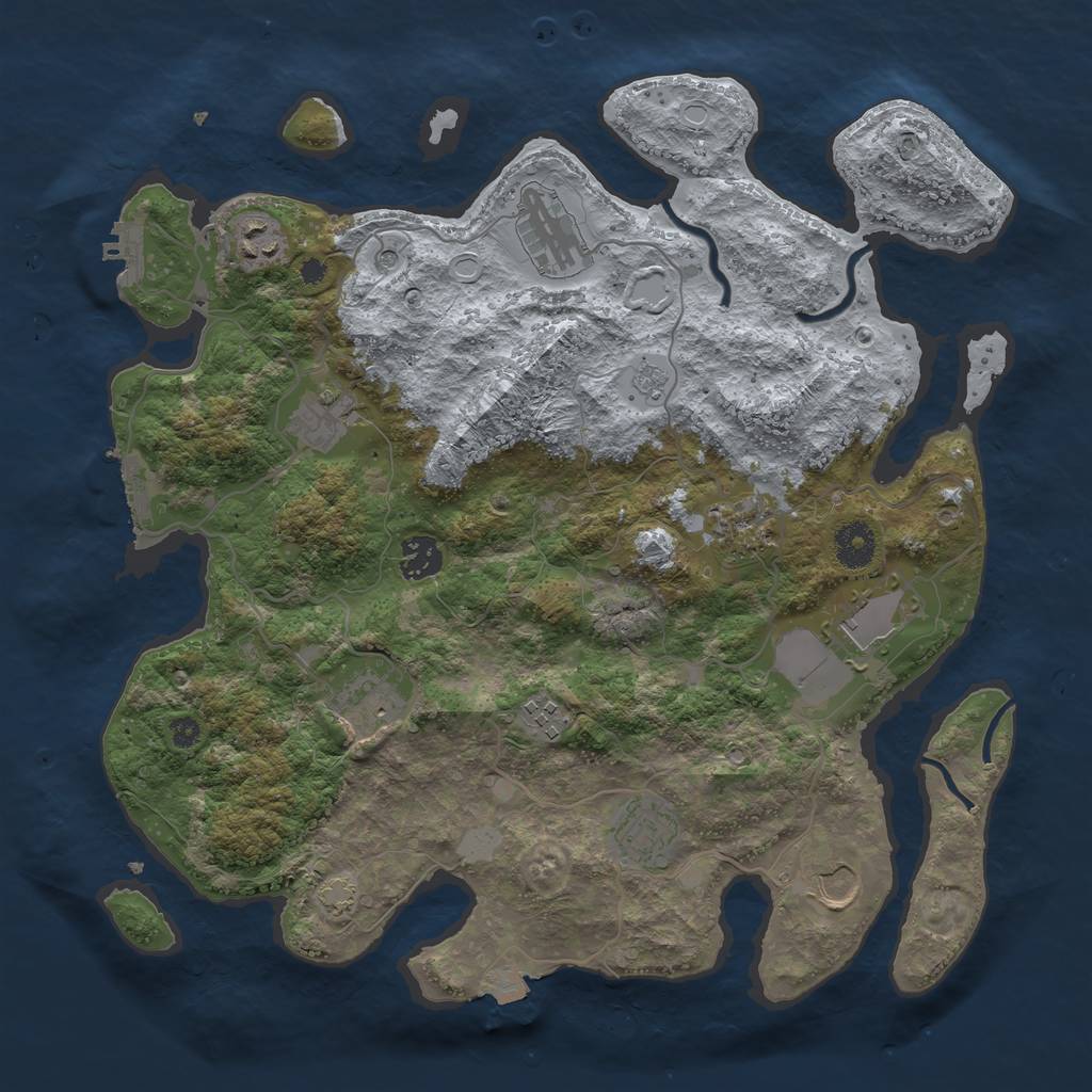 Rust Map: Procedural Map, Size: 3700, Seed: 1967976873, 18 Monuments