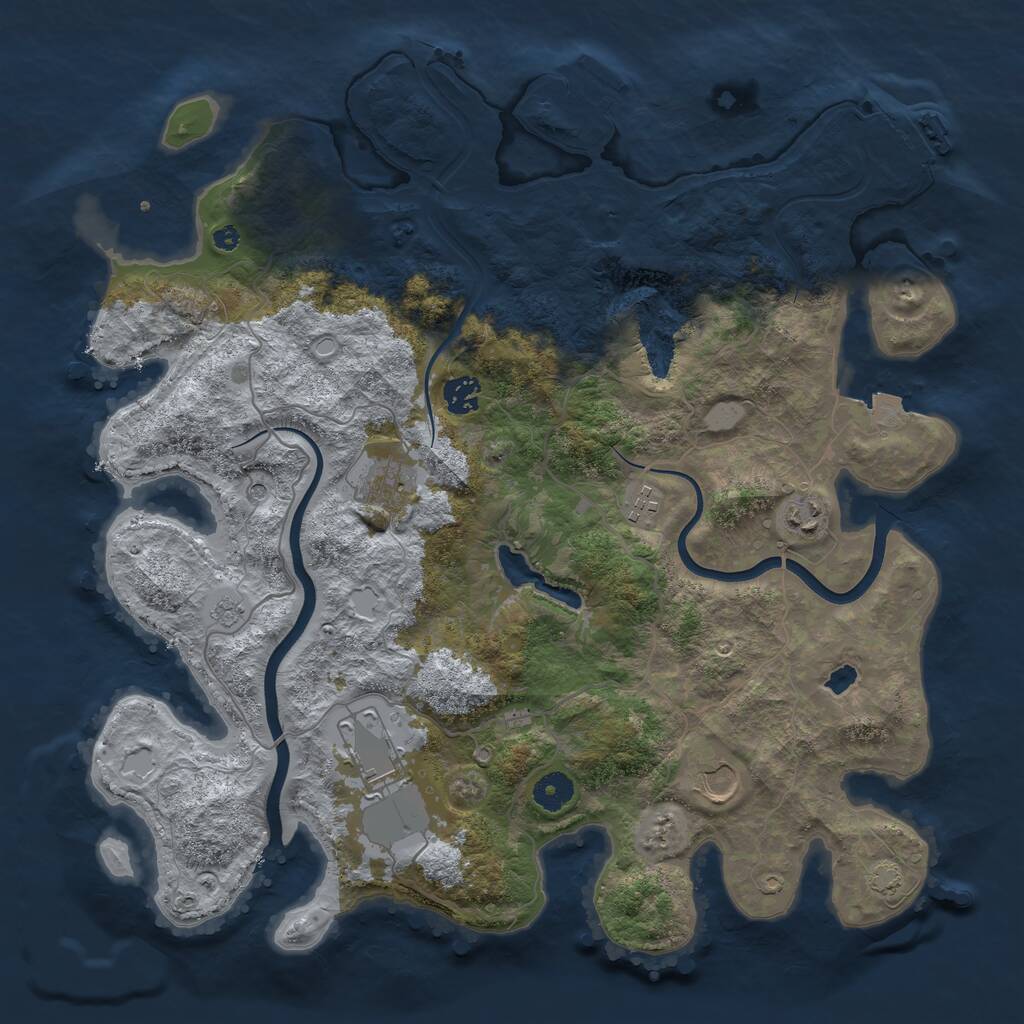 Rust Map: Procedural Map, Size: 4000, Seed: 20145, 12 Monuments