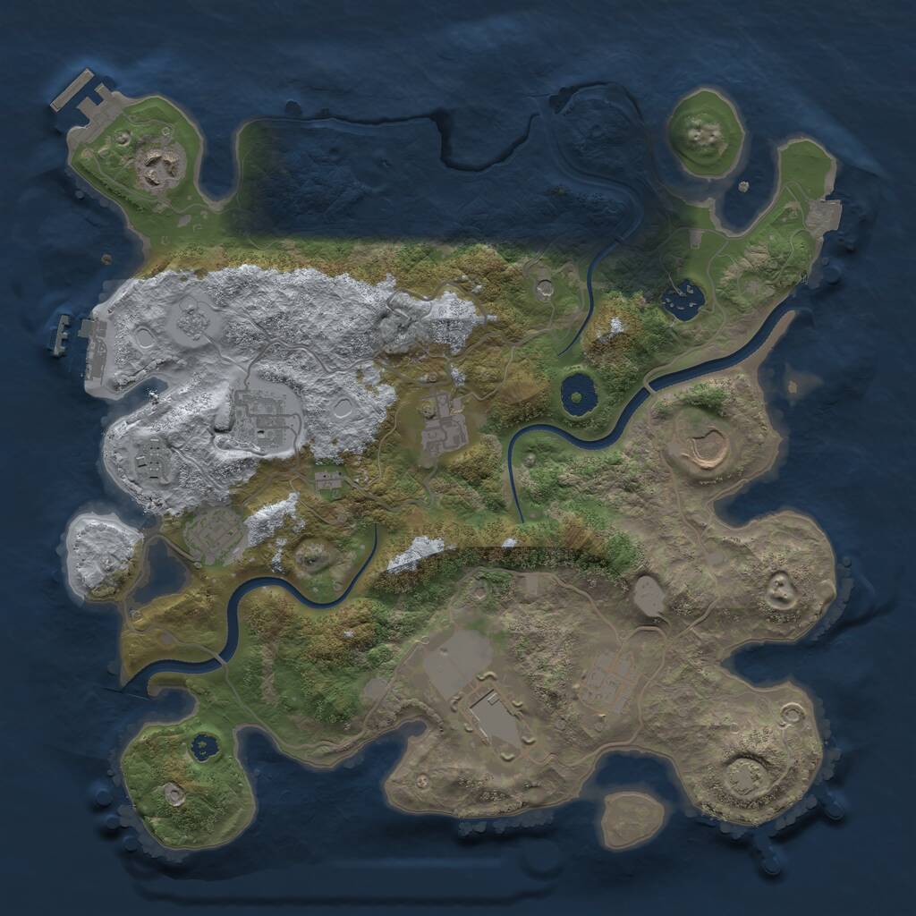 Rust Map: Procedural Map, Size: 3500, Seed: 673261851, 15 Monuments