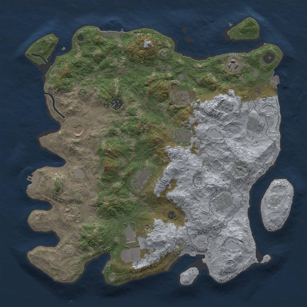 Rust Map: Procedural Map, Size: 4000, Seed: 2114259784, 19 Monuments